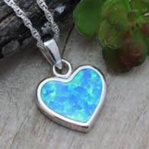 Beautiful Blue Opal Pendant in Sterling Silver
